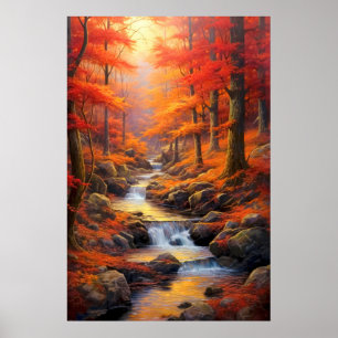Reflecting Sunlight Fall Maple Forest Fine Art Poster