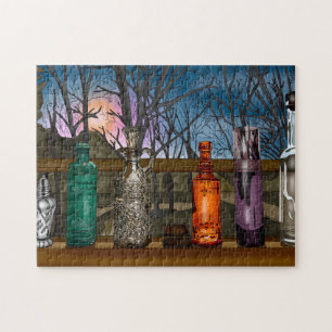 Reflection Colourful Glass Vases in Window Sill Jigsaw Puzzle