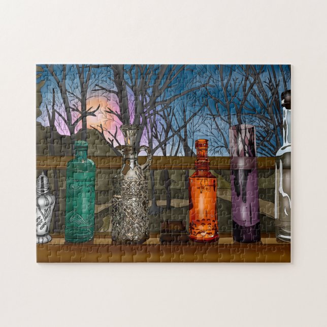 Reflection | Colourful Glass Vases in Window Sill  Jigsaw Puzzle (Horizontal)