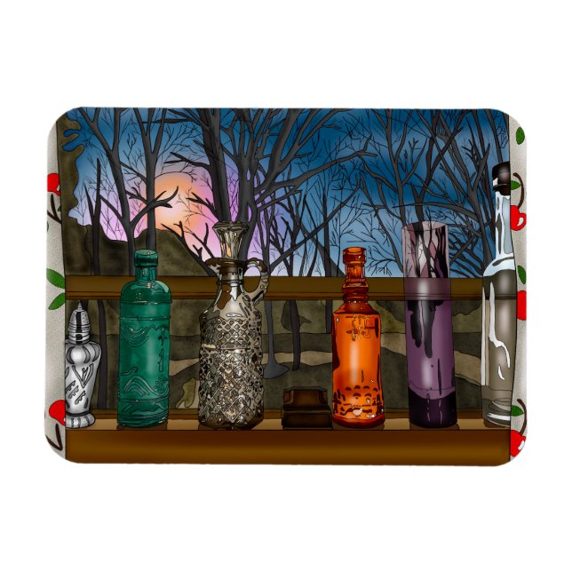 Reflection | Colourful Glass Vases in Window Sill  Magnet (Horizontal)