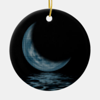 Reflection Crescent Moon On Lake Blue Ceramic Tree Decoration