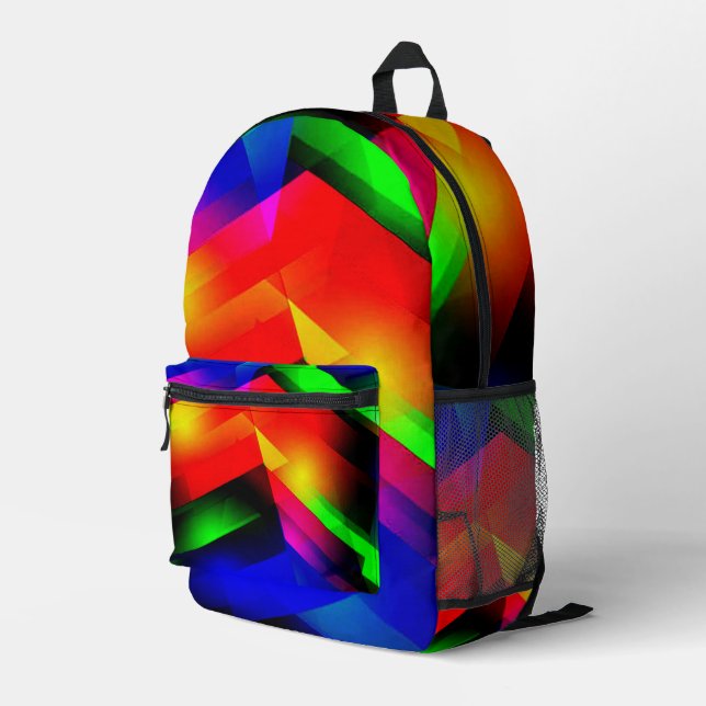 Reflection Cut Lines Printed Backpack (Back Corner Right)