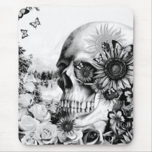 Reflection. Floral landscape skull. Mouse Mat