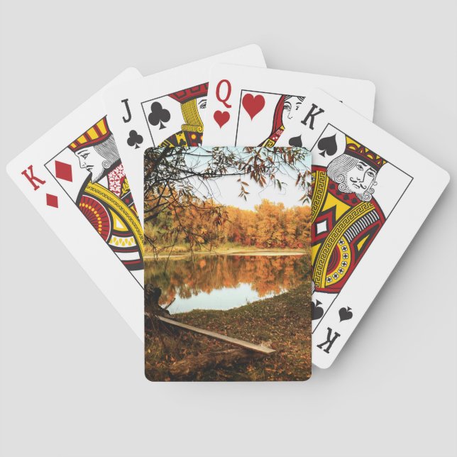 Reflection Forest Autumn River Playing Cards (Back)