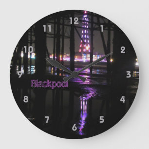Reflection In Water of Blackpool Tower,  Large Clock