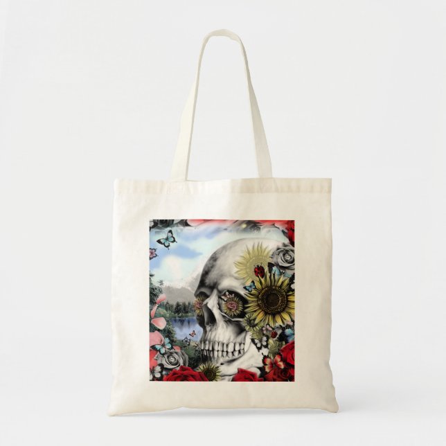 Reflection, landscape skull. tote bag (Front)