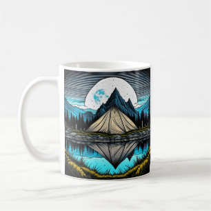 Reflection of a Tent on the Lake in the Mountains Coffee Mug