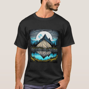 Reflection of a Tent on the Lake in the Mountains T-Shirt