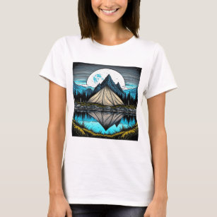 Reflection of a Tent on the Lake in the Mountains T-Shirt