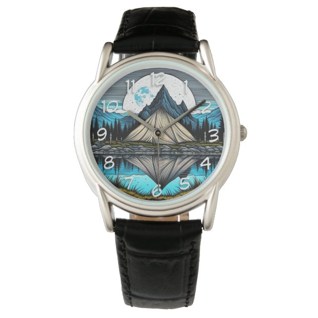 Reflection of a Tent on the Lake in the Mountains Watch (Front)