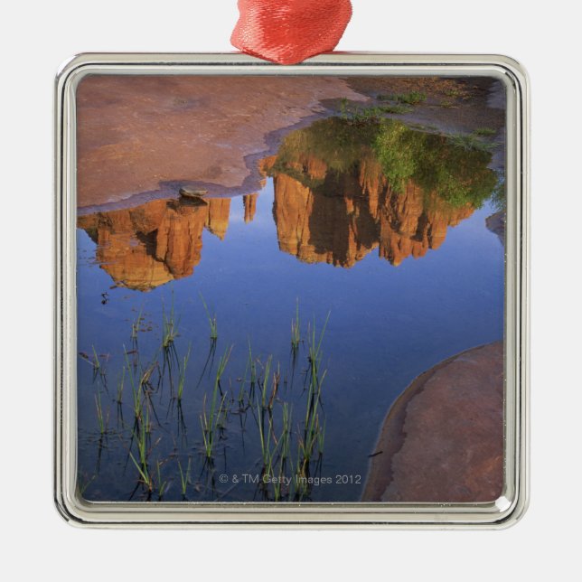 Reflection of Cathedral Rock , Sedona , Arizona Metal Tree Decoration (Front)