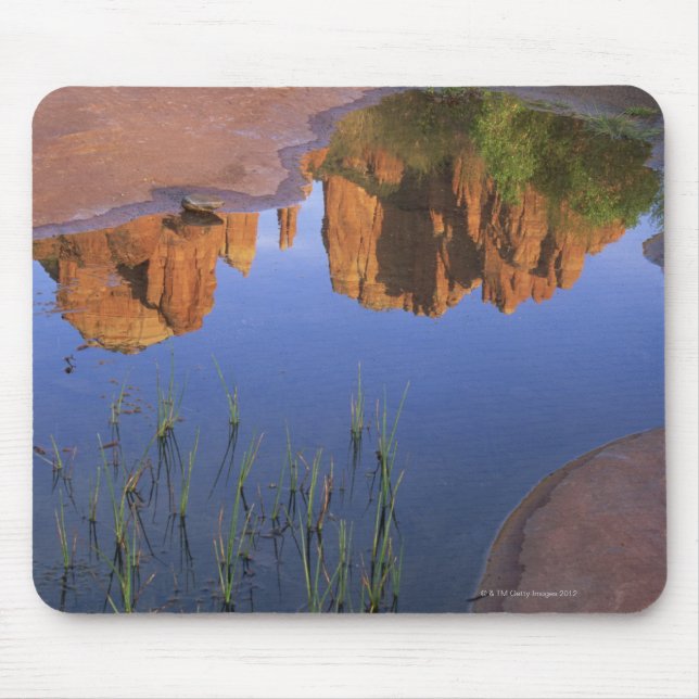 Reflection of Cathedral Rock , Sedona , Arizona Mouse Mat (Front)