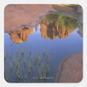 Reflection of Cathedral Rock , Sedona , Arizona Square Sticker