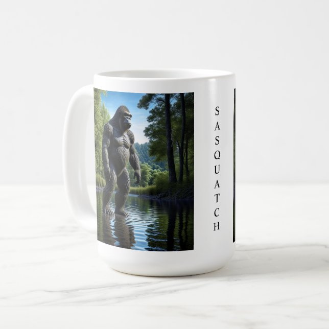 Reflection of Muscular Bigfoot in Water Coffee Mug (Front Left)