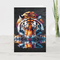 Reflection of Tiger Drinking Water 
