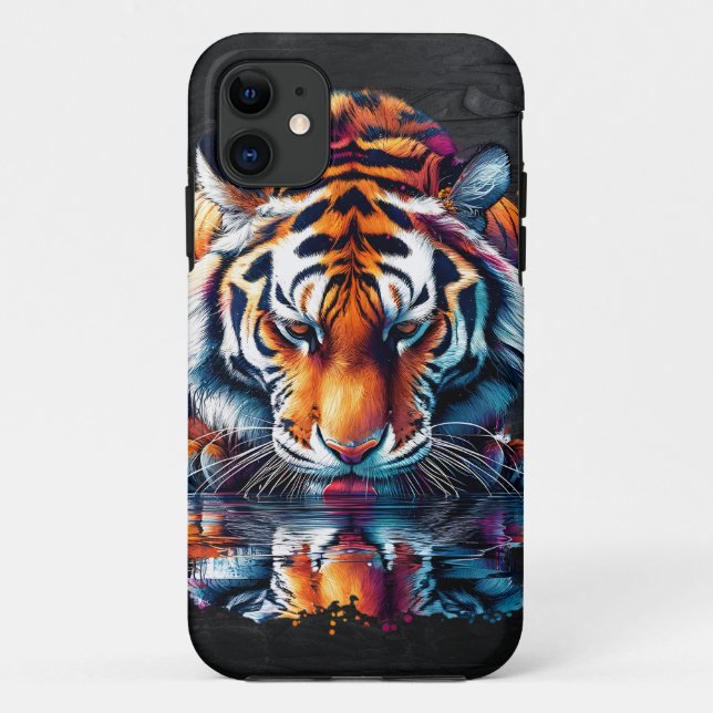 Reflection of Tiger Drinking Water Case-Mate iPhone Case (Back)