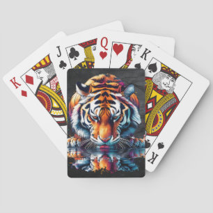 Reflection of Tiger Drinking Water Playing Cards