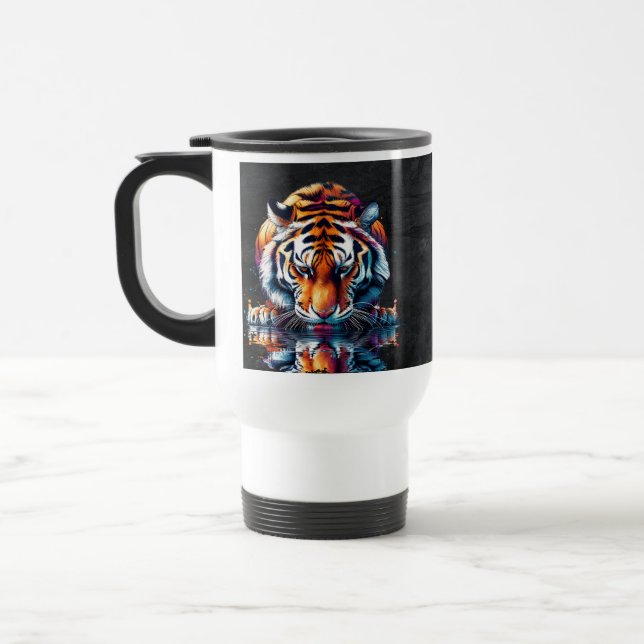 Reflection of Tiger Drinking Water  Travel Mug (Left)