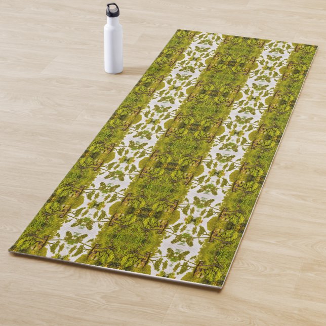 Reflection of trees in a pond pattern yoga mat (In Situ)