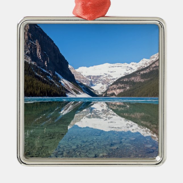 Reflection on Lake Louise - Banff NP, Canada Metal Tree Decoration (Front)