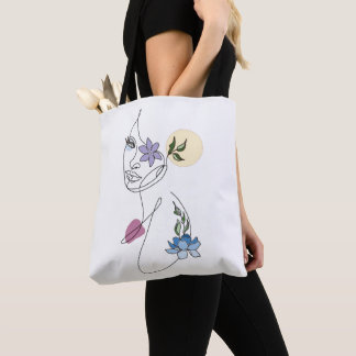 "Reflection on Life" Woman's Face Line Drawing Bag