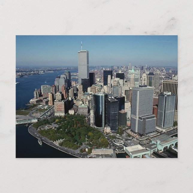 Reflection PC Twin Towers View~ WTC NYC Manhattan Postcard (Front)