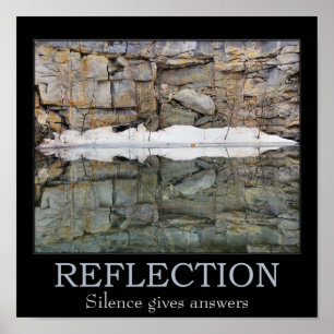 Reflection Silence Rock Wall Inspirational Quote Poster