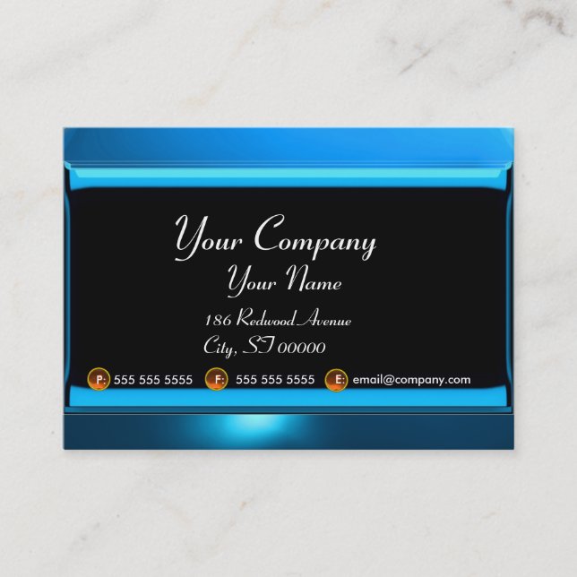 REFLECTIONS 2 SAPPHIRE monogram white black blue Business Card (Front)