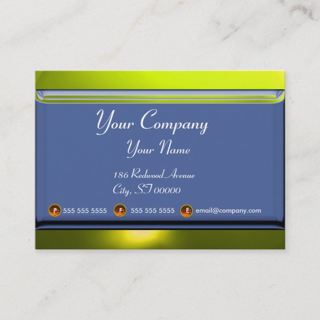 REFLECTIONS 2 TOPAZ monogram white blue yellow Business Card (Front)