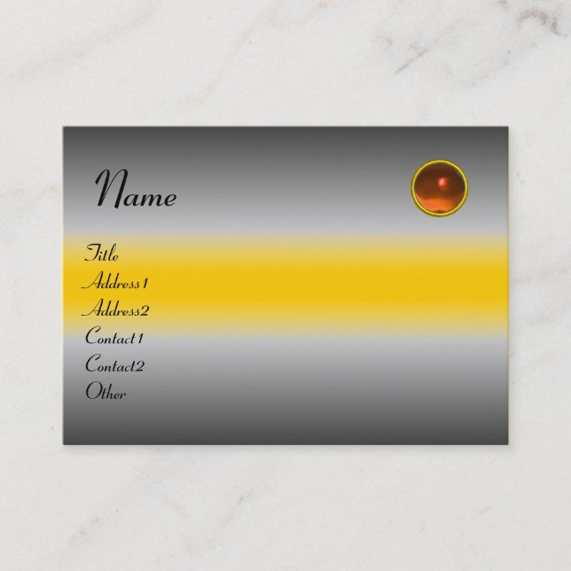 REFLECTIONS  AGATE MONOGRAM, grey white yellow Business Card (Front)