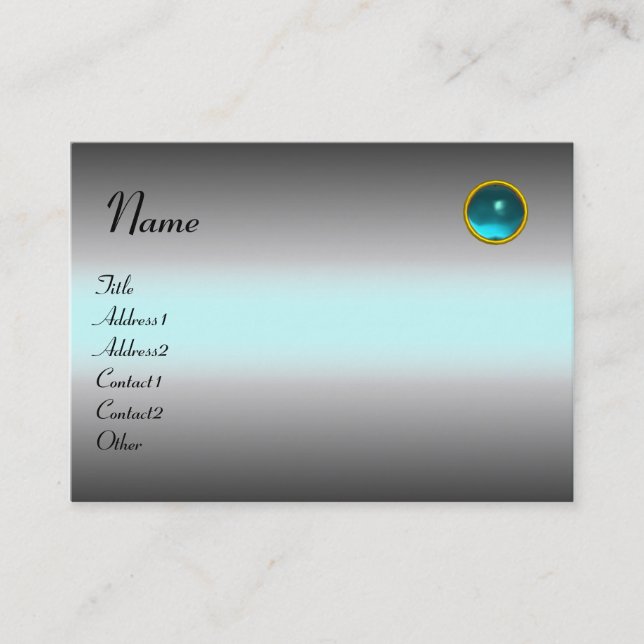 REFLECTIONS AQUAMARINE  MONOGRAM, grey white blue Business Card (Front)