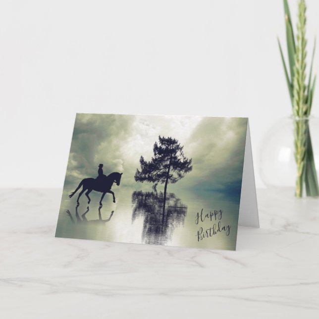 Reflections Dressage Stormy Weather Horse Birthday Card (Front)