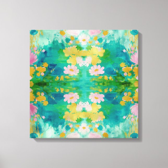 “Reflections in Bloom”(1) – Set of 4 Mirror Image  Canvas Print (Front)