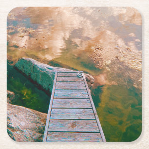 Reflections in the swedish archipelago square paper coaster