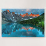 Reflections Moraine Lake Banff National Park Jigsaw Puzzle<br><div class="desc">This stunning jigsaw puzzle features colourful reflections of the mountains on the water of Moraine Lake in the Banff National Park,  Canada. #morainelake #lake #moraine #banff #nattionalpark #canada #scenic #travel #vacation #outdoors #mountains #alberta #jigsaw #jigsawpuzzles #puzzles #games #fun #stockingstuffers #secretsanta #gifts#reflections #landscape #nature #gift</div>