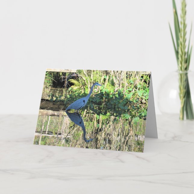 Reflections of a Blue Heron Greeting Card (Front)