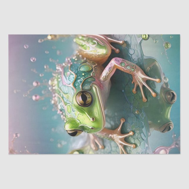 Reflections Of A Tree Frog Fractal Art, Tissue Paper (Front)