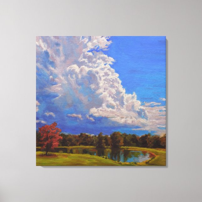 Reflections of Fall on the Farm Pond Canvas Print (Front)