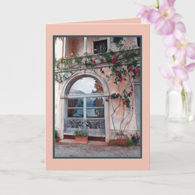 REFLECTIONS OF LAKE IN WINDOW/ LAKE COMO CARD (Orchid)
