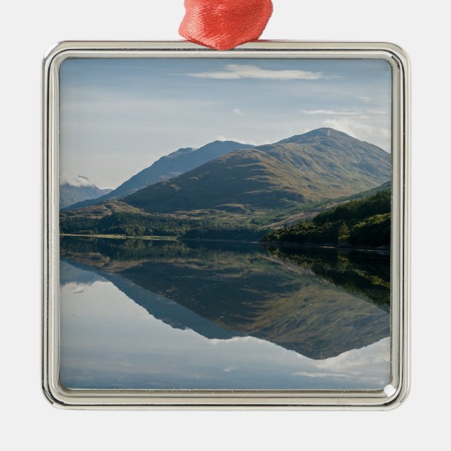 Reflections of mountains in Loch Creran - Scotland Metal Tree Decoration (Front)