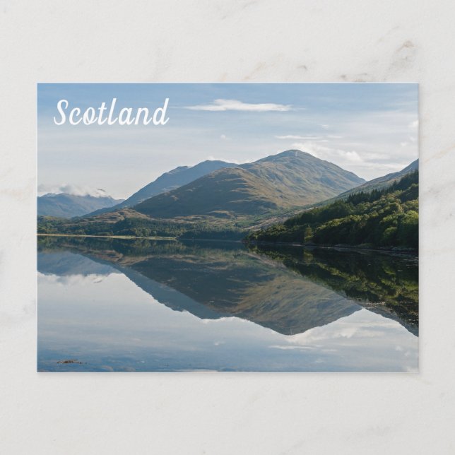 Reflections of mountains in Loch Creran - Scotland Postcard (Front)