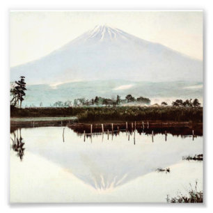 Reflections of Mt. Fuji in Old Japan Vintage Lake Photo Print