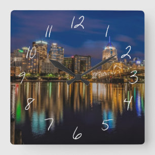 Reflections of Pittsburgh Square Wall Clock
