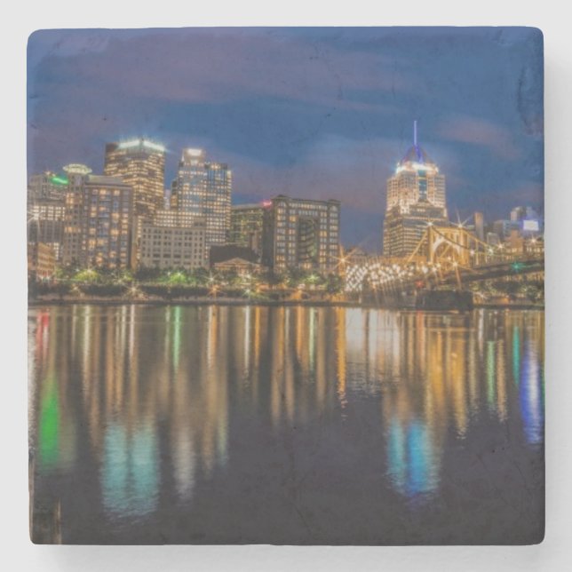 Reflections of Pittsburgh Stone Coaster (Front)