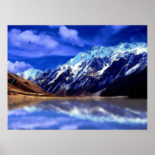 Reflections of snow capped mountain, poster