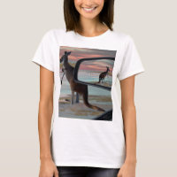 "Reflections of the Wild: A Kangaroo on the Beach