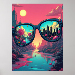 Reflections of Two Worlds : Pop Art Sunglasses Poster