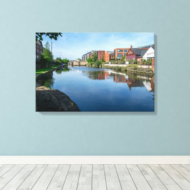 Reflections on the Canal, Wakefield Canvas Print (Insitu(Wood Floor))