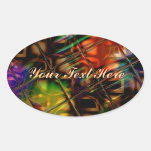 Reflections Pattern In Multi Colours Oval Sticker