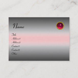 REFLECTIONS RUBY MONOGRAM, grey white pink Business Card